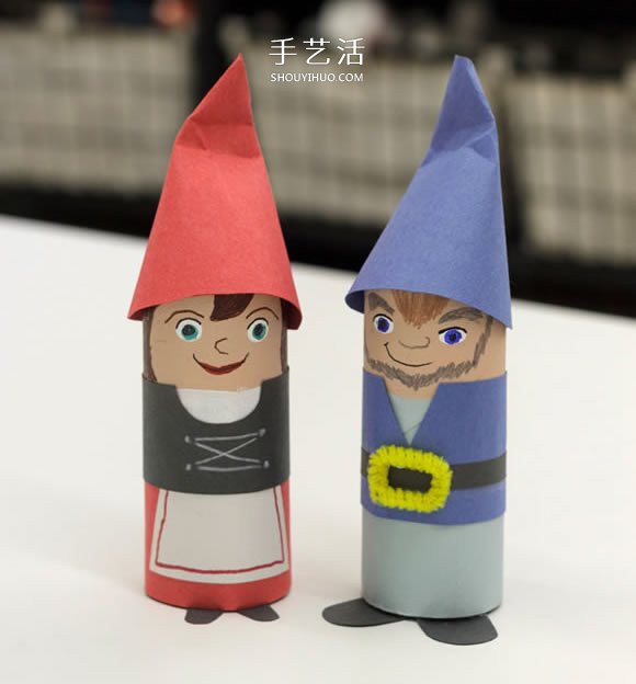 幼儿园卷纸筒废物利用 手工制作可爱的小矮人