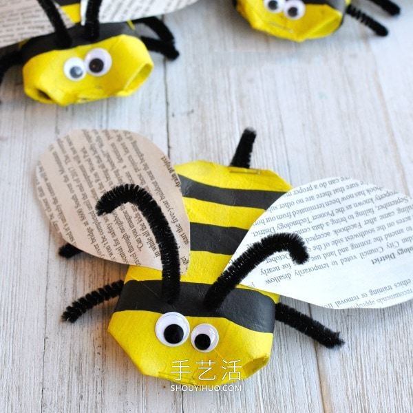 简单又有趣的春天手工 用卫生纸筒做小蜜蜂！