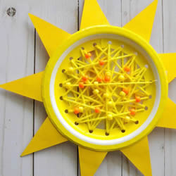 幼儿园手工做太阳教程 简单纸盘太阳制作图片