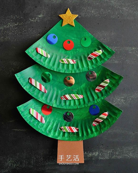 圣诞节餐盘圣诞树做法 幼儿手工圣诞树小制作