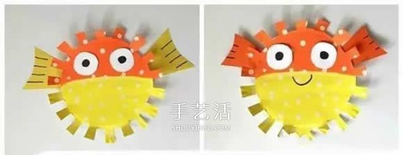 幼儿园手工制作河豚 纸餐盘做卡通河豚的方法