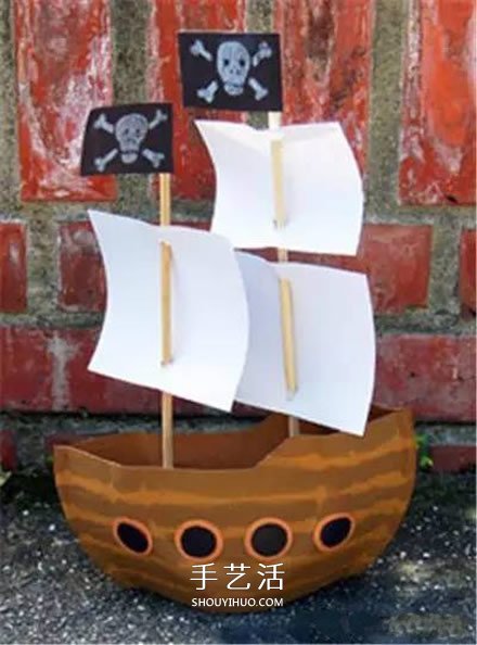 幼儿园用纸盘做小船的教程 可爱的帆船模型！
