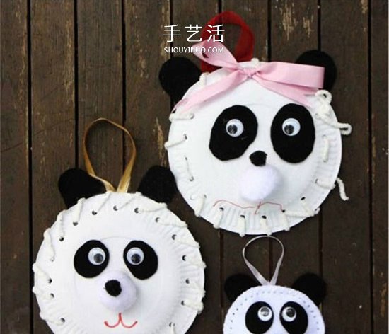 用纸盘制作大熊猫挂饰 简单又可爱的幼儿DIY