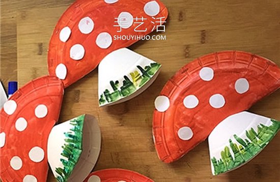 幼儿园简单手工制作纸盘蘑菇的做法教程