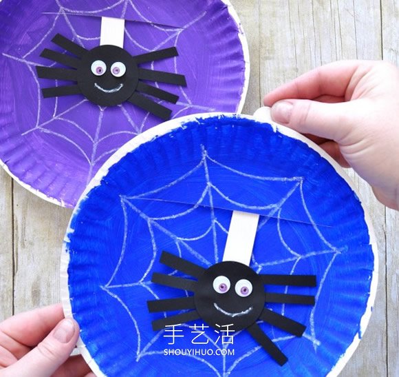 幼儿用纸盘手工制作蜘蛛和蜘蛛网玩具的教程