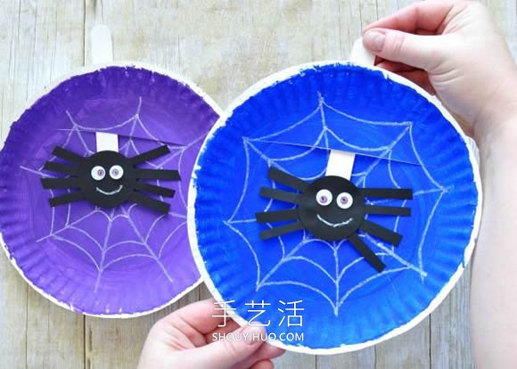 幼儿用纸盘手工制作蜘蛛和蜘蛛网玩具的教程