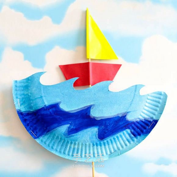 幼儿园手工制作纸盘帆船玩具的做法教程