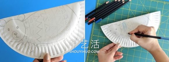 简单纸盘手工制作摇摆北极熊的做法教程