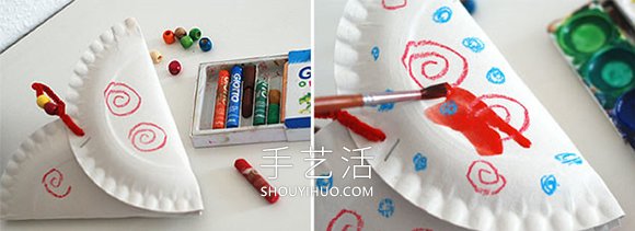 幼儿园手工制作纸盘挂袋的做法教程