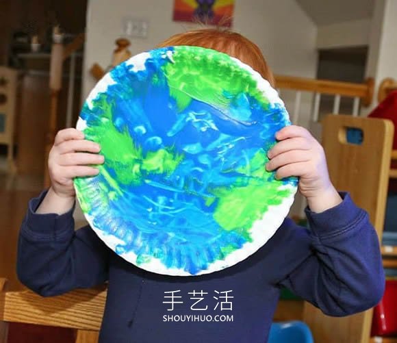 地球日手工制作美丽的纸盘地球