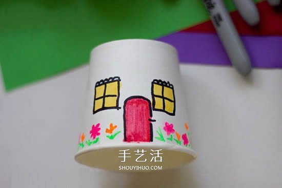 纸杯房子的做法图片 手工幼儿园小房子的制作