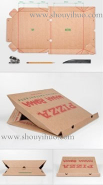 披萨盒创意DIY笔记本支架