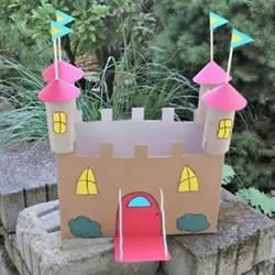 玩具城堡手工制作方法 废纸箱做城堡的图解