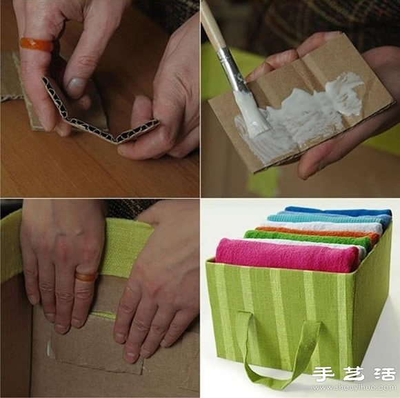 纸板箱/纸箱/包装盒废物利用制作衣物收纳盒