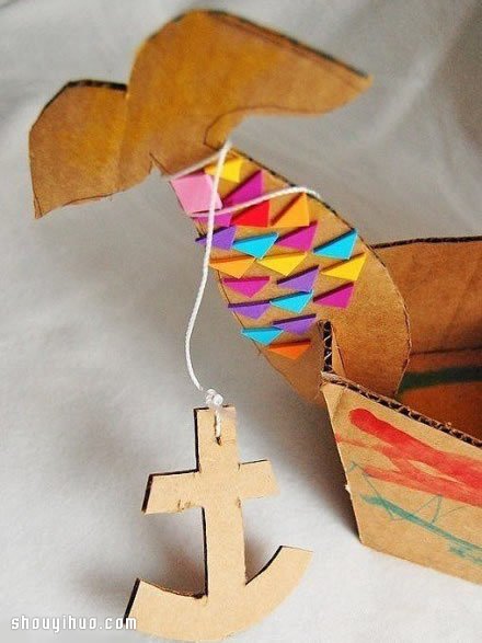 硬纸板瓦楞纸DIY手工制作龙舟帆船玩具模型