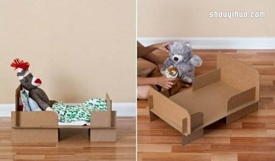 纸箱瓦楞纸DIY制作过家家道具玩具床的方法