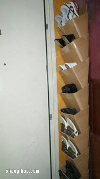 不要的纸箱废物利用 DIY制作鞋架的方法