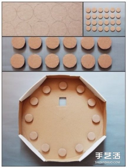 儿童玩具挂钟小制作 纸盒和塑料瓶盖DIY钟表