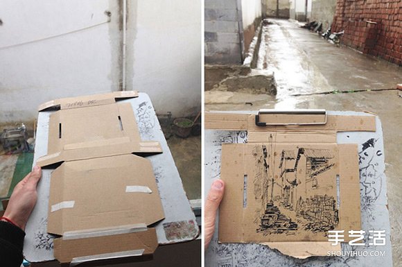 垃圾→艺术 勾勒家乡味道的废纸箱手绘创作