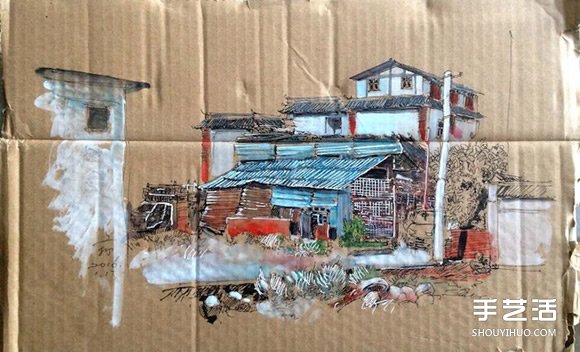 垃圾→艺术 勾勒家乡味道的废纸箱手绘创作