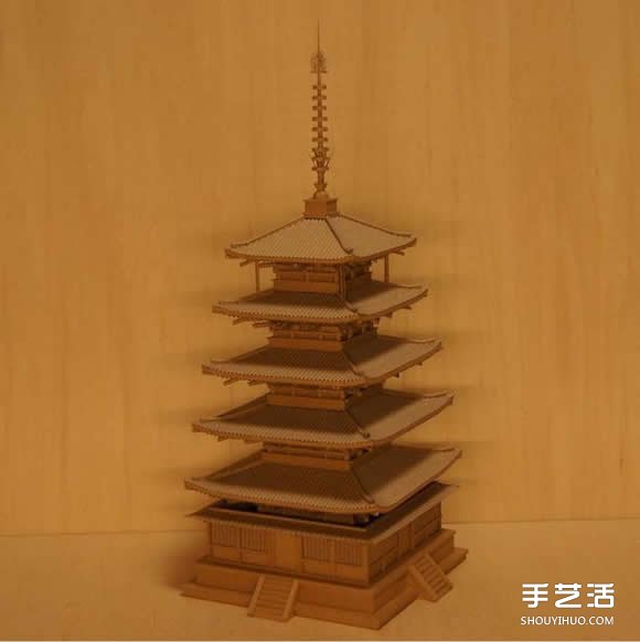 瓦楞纸制作的纸模型世界 知名日本古建筑物