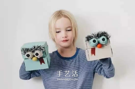 废纸盒做手偶的方法 简单做出可爱小怪物手偶