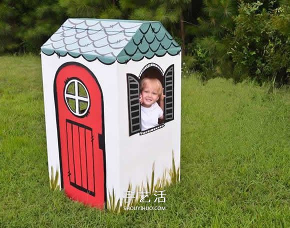 孩子的移动小屋 废纸箱做小房子的方法图解
