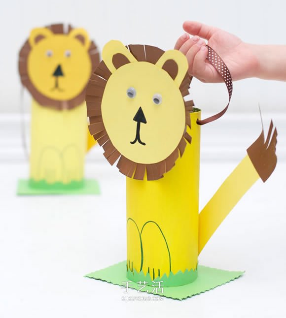 幼儿园手工制作狮子纸篮子的方法图解