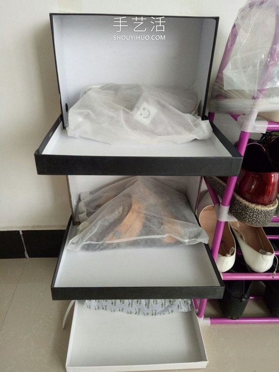 鞋盒废物利用 自制简易鞋架的方法教程