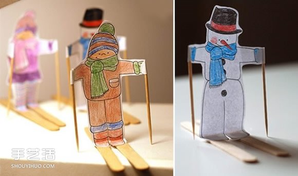 立体的溜冰小人制作 幼儿园溜冰纸片小人DIY