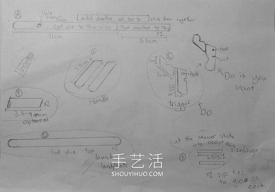 雪糕棍手工制作纸飞机橡皮筋弹射器的做法