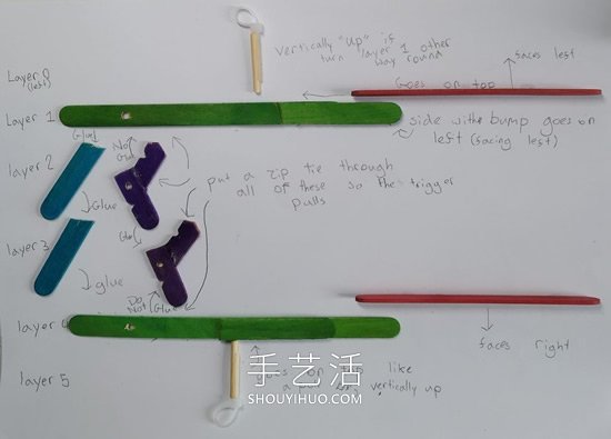 雪糕棍手工制作纸飞机橡皮筋弹射器的做法