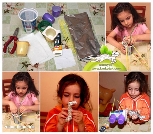 酸奶瓶和吸管变废为宝 手工制作骆驼模型