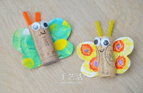 红酒瓶塞做蝴蝶 简单幼儿环保手工制作教程