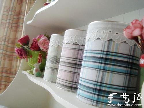 奶粉罐DIY清新田园风储物罐的方法