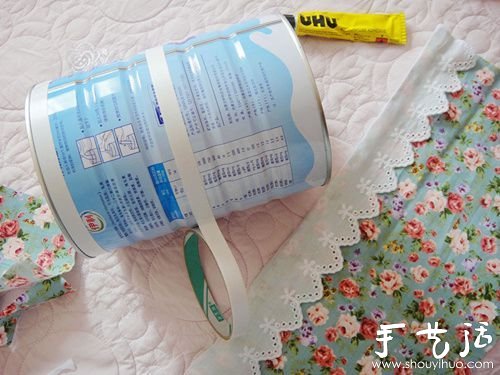 奶粉罐DIY清新田园风储物罐的方法