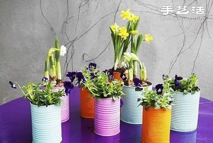 奶粉罐巧利用 DIY手工制作漂亮花盆