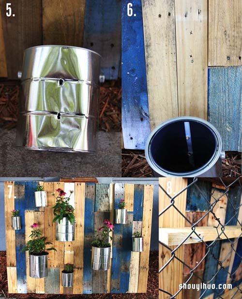 铁罐废物利用 在院子或阳台打造垂直空中花园