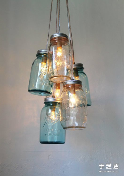 玻璃罐头瓶子废物利用手工DIY制作漂亮的灯饰