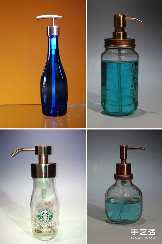 废弃玻璃酒瓶废物利用DIY制作精致的按压罐