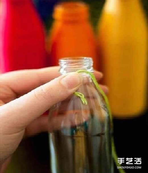 废弃玻璃瓶绕线DIY制作漂亮花瓶的方法步骤