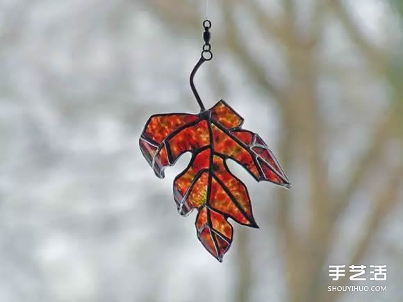 酒瓶废物利用DIY树叶 玻璃叶子挂件DIY图片