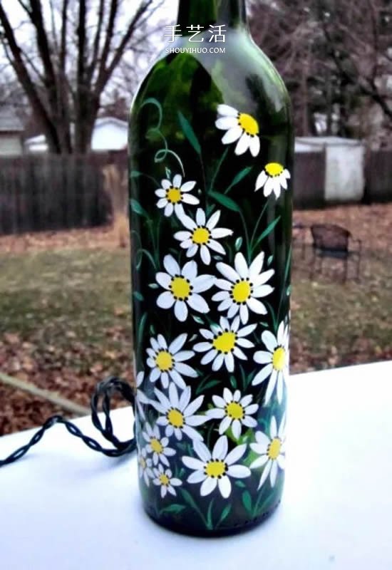 彩绘酒瓶创意手工图片 丙烯手绘玻璃瓶DIY