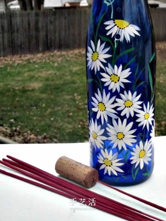 彩绘酒瓶创意手工图片 丙烯手绘玻璃瓶DIY