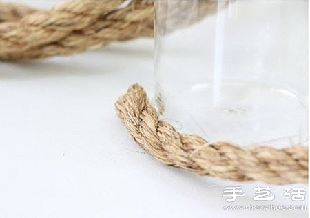 玻璃瓶/玻璃杯/玻璃罐+麻绳 手工制作花瓶