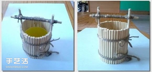 口香糖瓶子废物利用DIY手工制作水桶模型