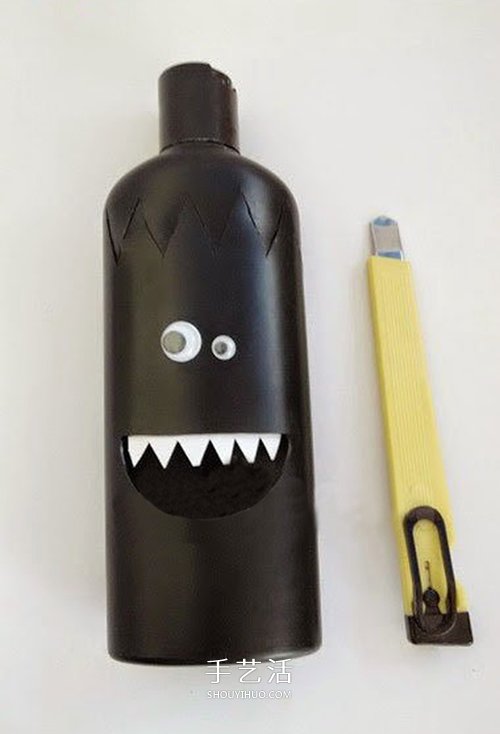 洗发水瓶/沐浴液瓶DIY 怪物风格卡通笔筒制作