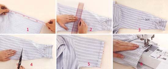 长袖衬衫改造成短袖的方法