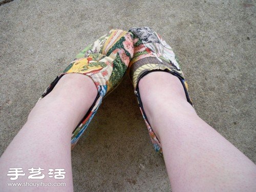 旧布鞋改造利用 DIY时尚田园风布艺美鞋