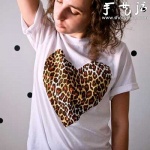 DIY豹纹心形图案T恤
